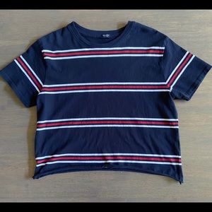 John Galt Boxy Cropped Striped Tee